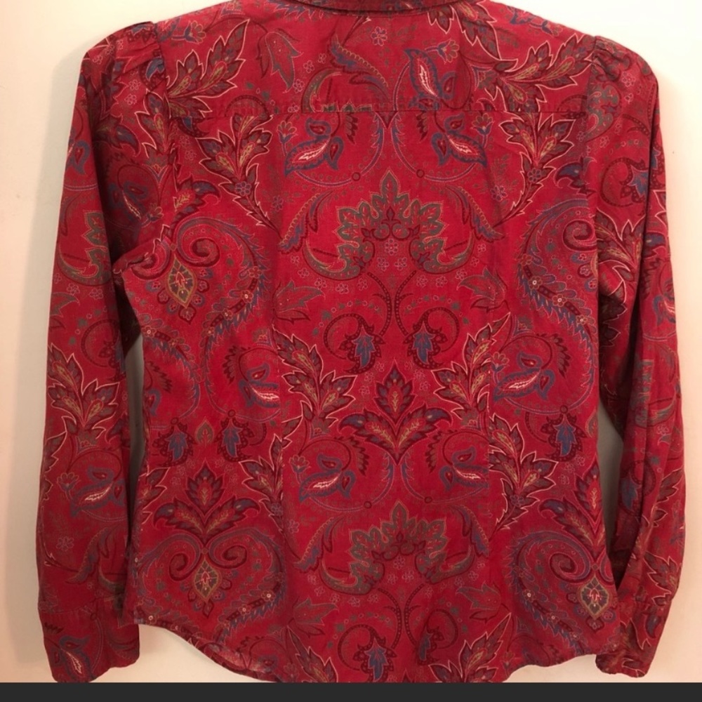 Red Ruffle Paisley button down top Super trendy - Picture 2 of 4
